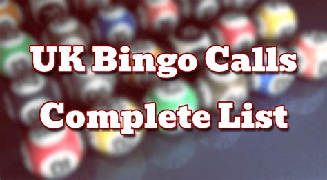 UK Bingo Calls List .